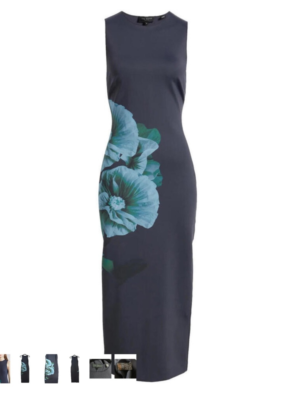 Ted Baker “Cloudi” Navy Floral A-Line Maxi Dress